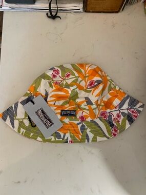 NWT Vilebrequin Adult Size Floral Bucket Hat in Orange, Green & Pink